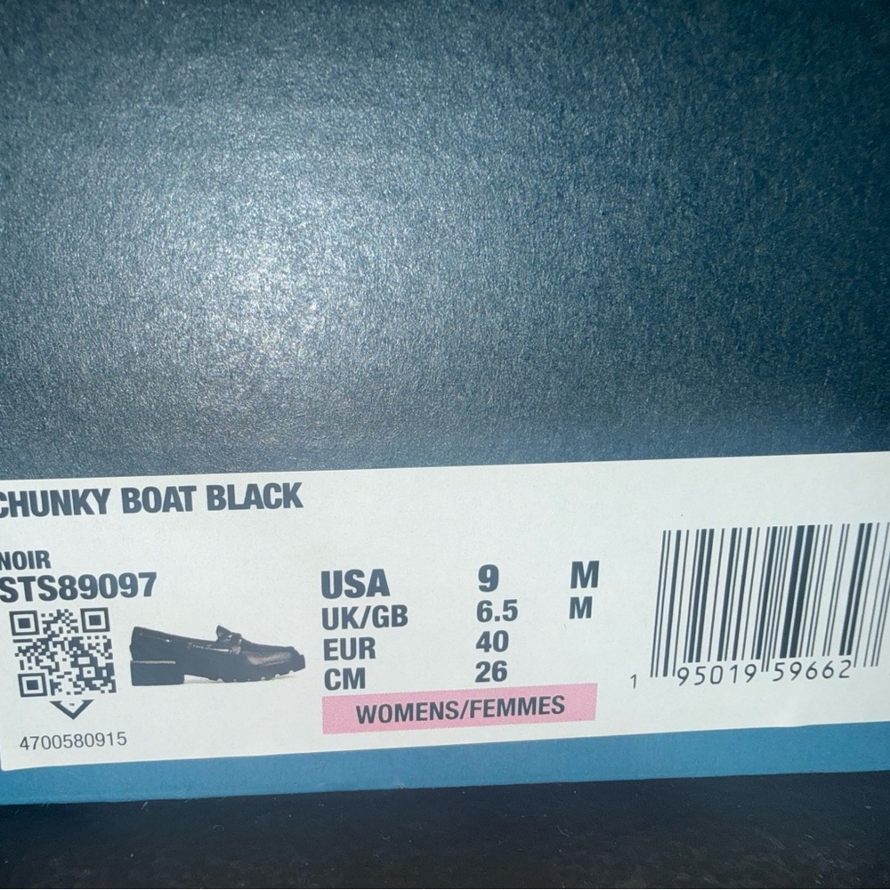 Sperry Women's Black Leather Lug Boat Shoes Top Sider Chunky Boat Black Size 9 - Picture 3 of 9